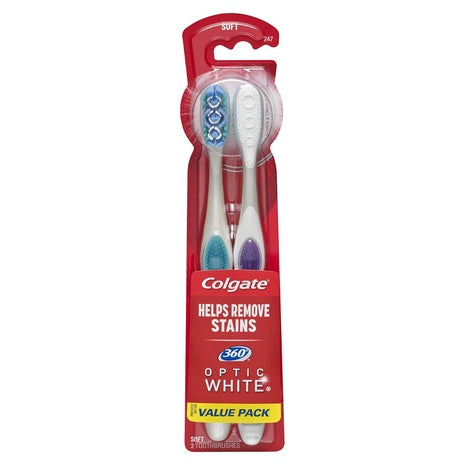 2-Pack Colgate 360 Optic White Toothbrushes