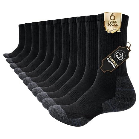 6 Pairs Cotton Crew Socks