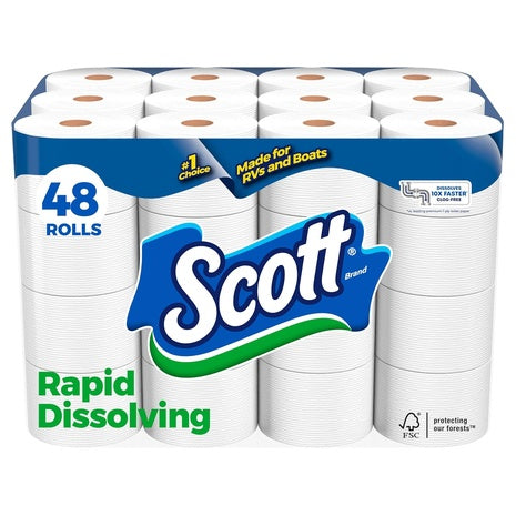 48 Rolls Scott Rapid Dissolving Toilet Paper