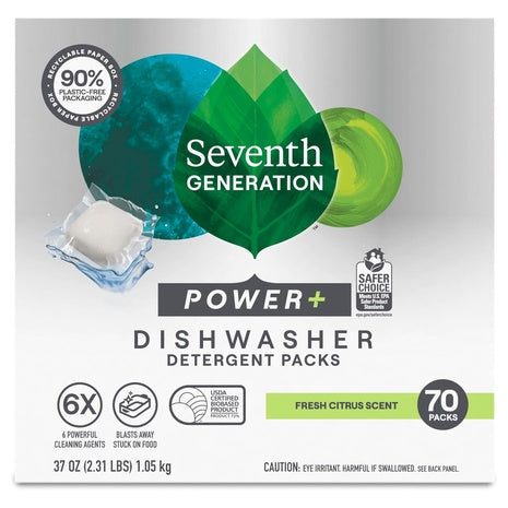 70 Seventh Generation Power+ Fresh Citrus Dishwasher Detergent Packs