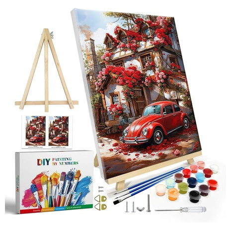 Paint by Numbers Kit with Frame & Easel (8 Designs)