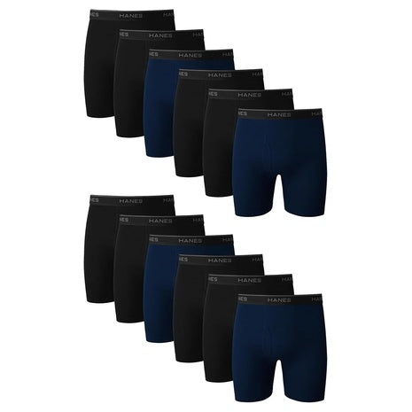 12-Pack Hanes Cotton Boxer Briefs (S,M,L,XXL)