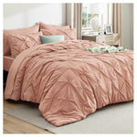 7-Piece Bedsure Pintuck Comforter & Sheets Set (Dusty Pink)