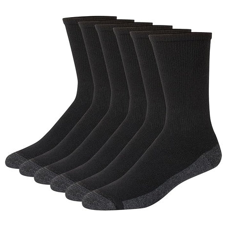 6 Pairs Hanes Men’s Max Cushioned Crew Socks