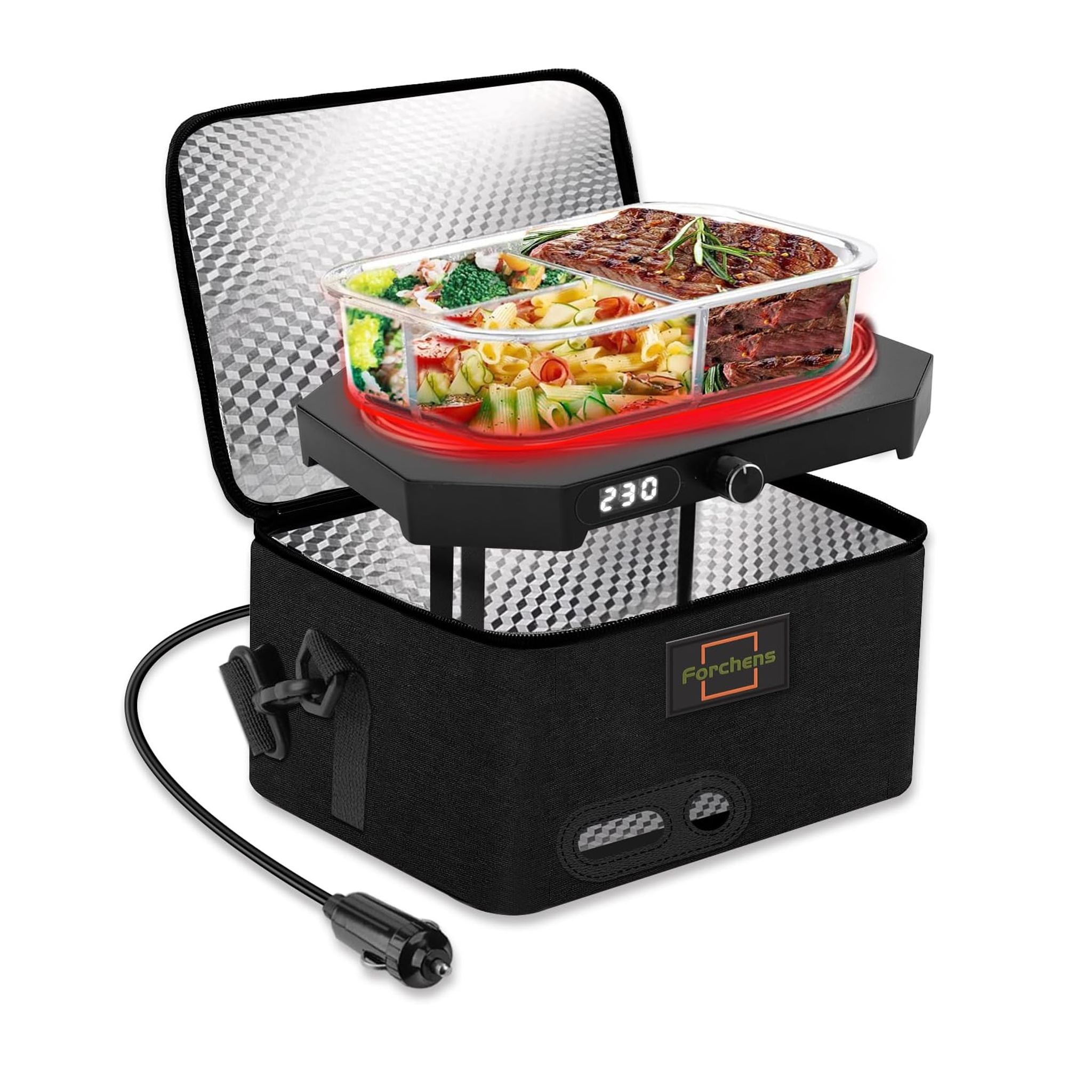 Portable Heated Lunch Box With Digital Display & Auto Temperature Control
