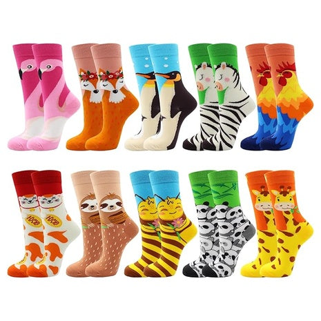 10-Pack Women's Novelty Colorful Animal Socks Size 7-9