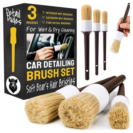 3-Piece Detail Dudes Pro Quality Car Detailing Brush Set