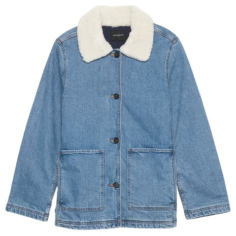 Banana Republic Factory Women's Sherpa Collar Denim Jacket