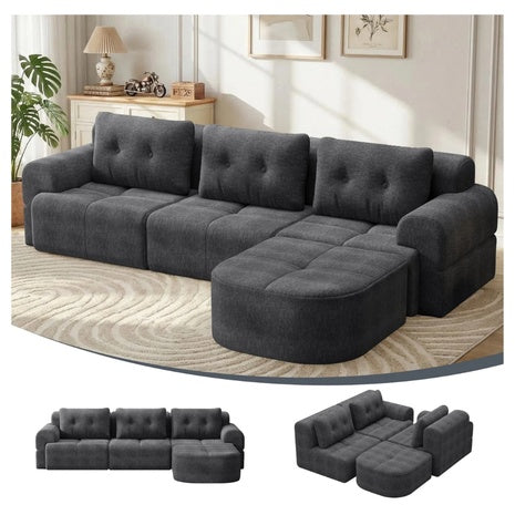 112" Modular Cloud Boneless L-Shaped Sectional Sofa With Chaise