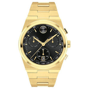 Movado Bold Quest Men's Luxury Chronograph Black Gold Watch