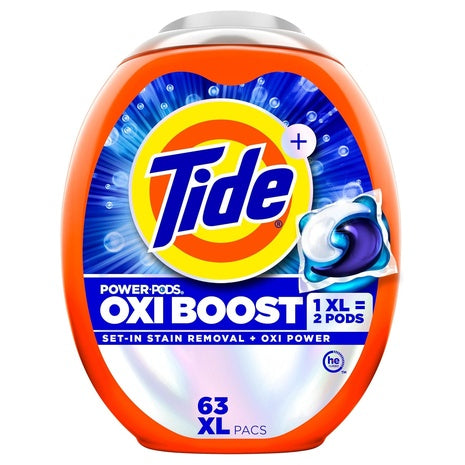 4-Pack 63-Count Tide Oxi Boost Power PODS XL Laundry Detergent Pacs