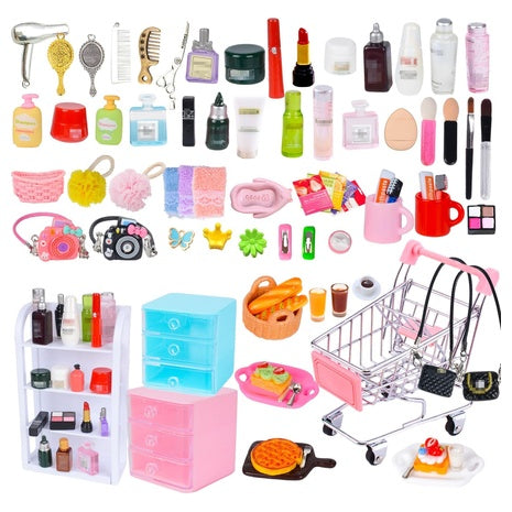 100 Dollhouse Mini Beauty & Bathroom Accessories Set