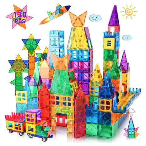 130-Piece Magnetic Tiles Building Blocks