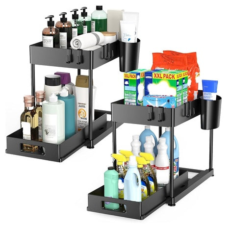 2 Under Sink Organizers with Hooks