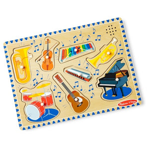 Melissa & Doug Musical Instruments Sound Puzzle - Wooden Peg Puzzle with Light-Activated Sound Effects