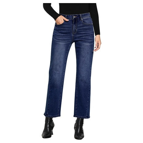 Women's High Waisted Trendy Ankle Length Straight Leg Jeans