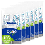 156 Dixie To Go 12 Oz Paper Coffee Cups with Lids