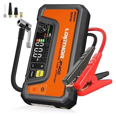 Lokithor 2500A 12V Portable Jump Starter with 150 PSI Air Compressorand