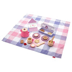 18-Piece Fisher-Price Wood Pretend Play Toy Picnic Tea Set with Blanket