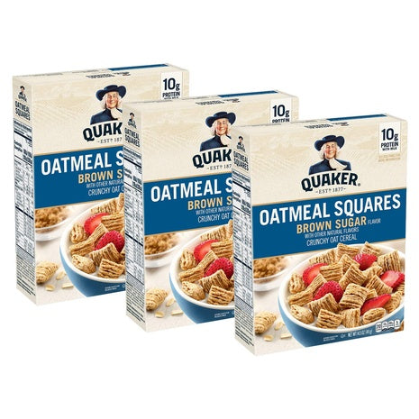 3-Pack Quaker Oatmeal Brown Sugar Squares Breakfast Cereal (OU-D)