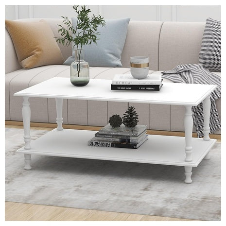 European White Coffee Table w/ Storage
