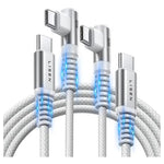 2-Pack 6.6FT Lisen 60W Right Angle USB C to USB C Cable