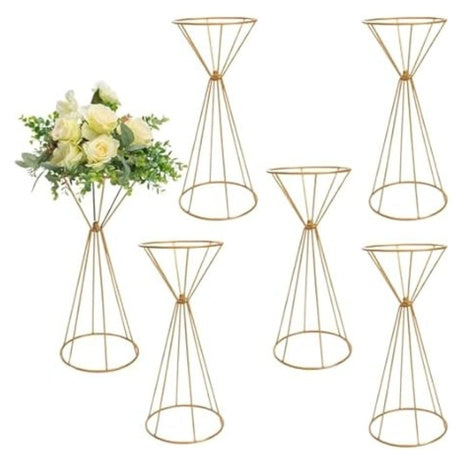 6-Piece 8 1/4" X 19 3/4" Goldtone Cone-Shaped Metal Flower Stands