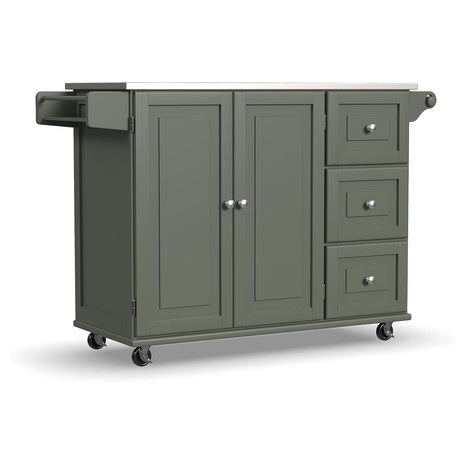 Homestyles Mobile Kitchen Island Cart with Stainless Steel Top