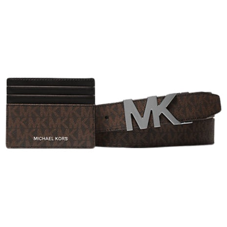Michael Kors Men's Signature Logo Card Case and Belt Gift Set