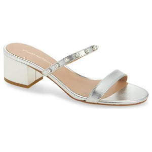 Stuart Weitzman Women's Pearly Strap Block Slide 50 Sandal
