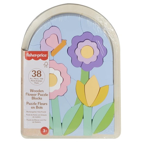 Fisher-Price Wood Preschool Toy Flower Puzzle Blocks