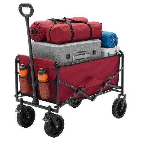 102L Collapsible Wagon Cart W/ Lockable Wheels & Adjustable Handle