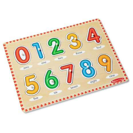 10 Piece Melissa & Doug Lift & See Numbers Wooden Peg Puzzle