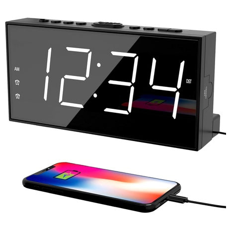LED Big Display Night Light With USB Charging Ports