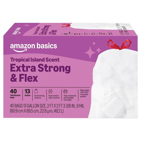 40 Amazon Basics Extra Strong 13 Gallon Trash Bags