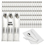 400-Piece Disposable Napkin Rolled Silverware Set