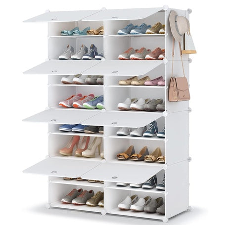 Homidec 8-Tier 32-Pair Plastic Shoe Rack