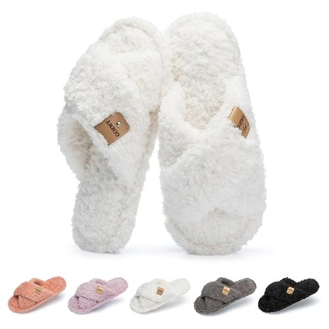 GOEWY Women's Soft Memory Foam Fuzzy Open Toe Slippers