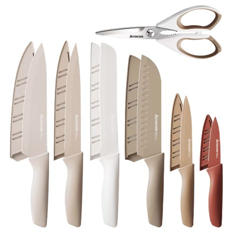 7-Piece Astercook Stainless Steel Chef Knife Sets W/ 6-Blade Guards