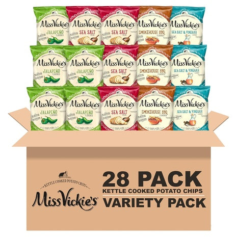 28 Snack Bags Miss Vickie's Kettle Cooked Chips Variety Pack