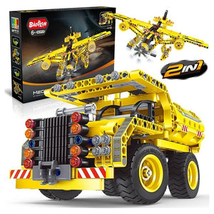 2-in-1 Truck & Airplane STEM Building Toy