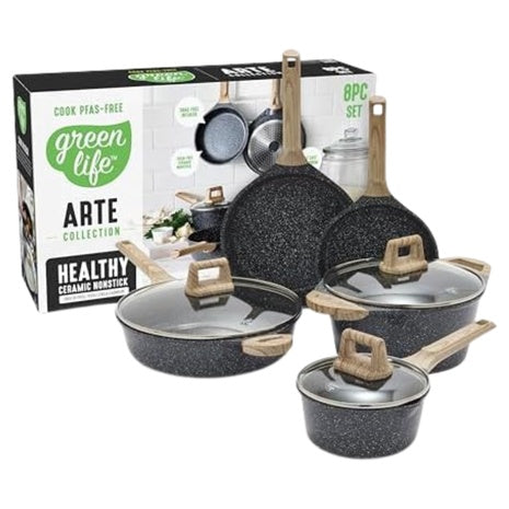 8-Piece GreenLife Ceramic Nonstick Cookware Set