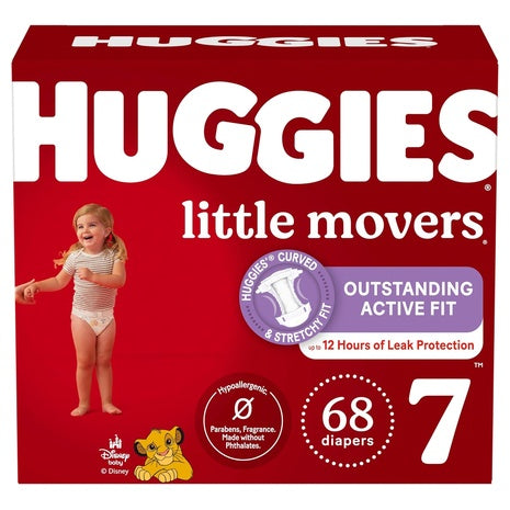 68 Huggies Little Movers Size 7 Diapers