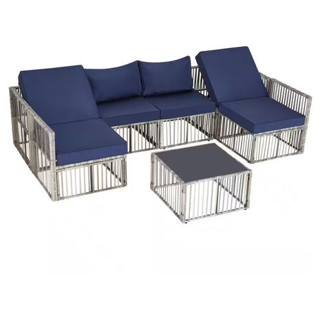 7-Piece JUSKYS New Style Wicker Patio Furniture Conversation Set