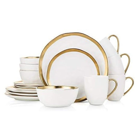 16-Piece Stone Lain Modern Poreclain Dinnerware Set