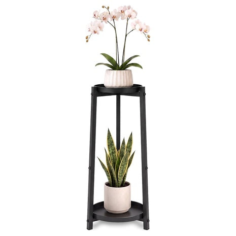 Bamworld Tall Outdoor 30" 2 Tier All Metal Plant Holder