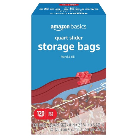 120-Count Amazon Basics Slider Quart Food Storage Bags