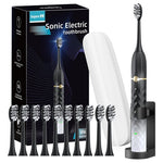 Electric Toothbrush Set with 10 Brush Heads & Travel Case