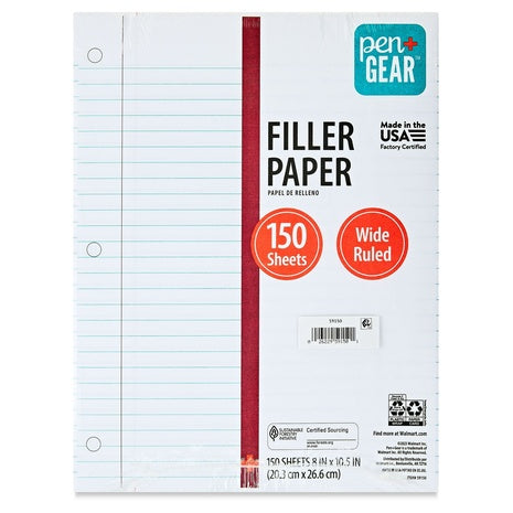 150 Sheets Wide Ruled Filler Paper