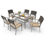 7-Piece Pamapic Patio Dining Table & 6 Rattan Chairs Furniture Set